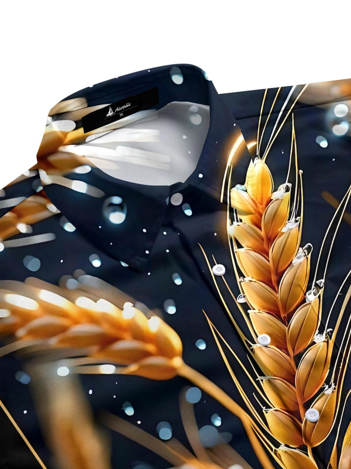 Wheat Print Men's Pocket Short Sleeve Shirts