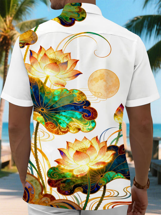 Men's short sleeve floral shirt back view
