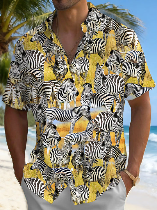 men's zebra print shirt front view