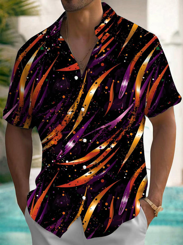 Men's abstract print short sleeve shirt front view