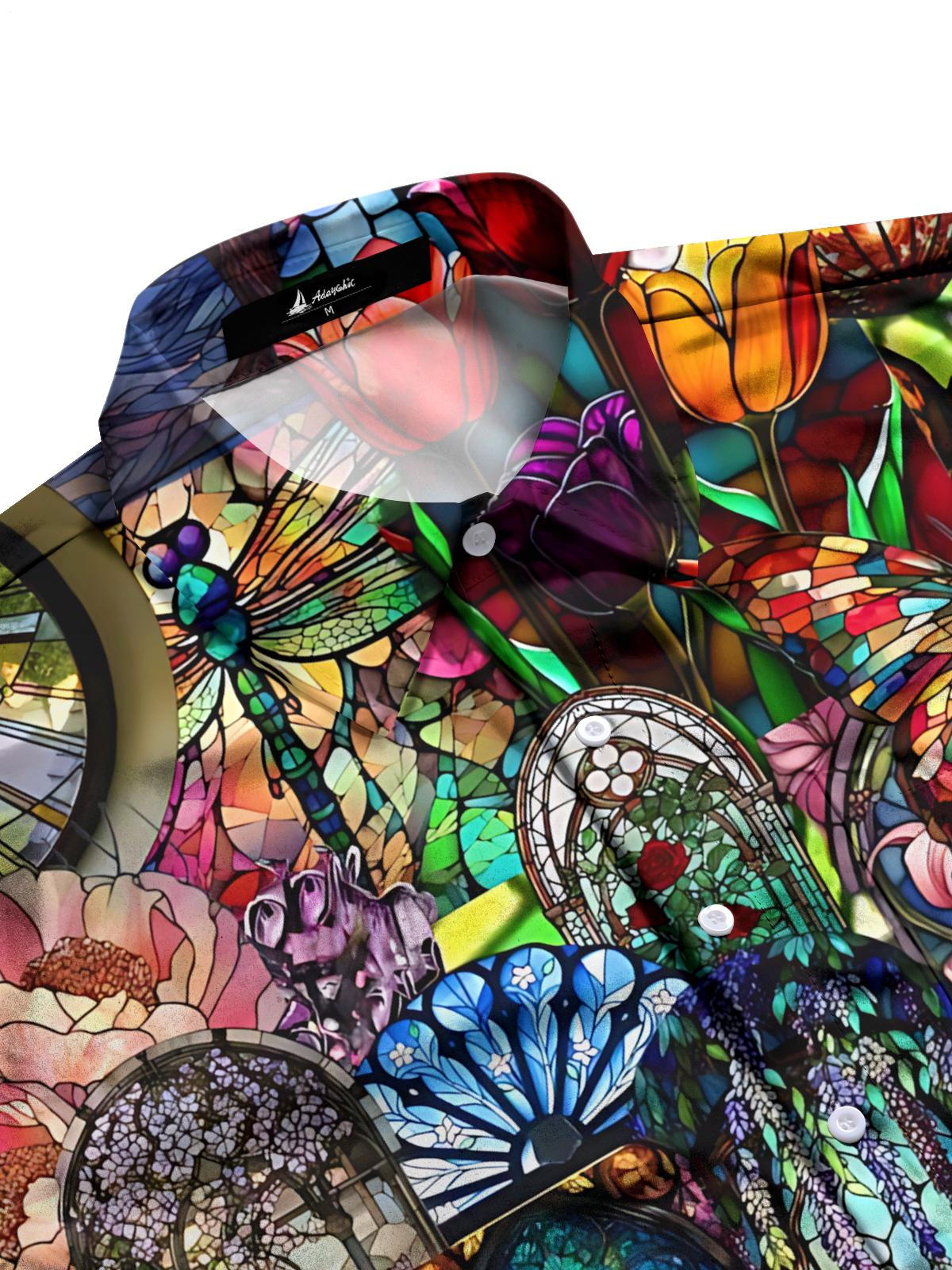 Glass Art Print Men's Pocket Long Sleeve Shirts