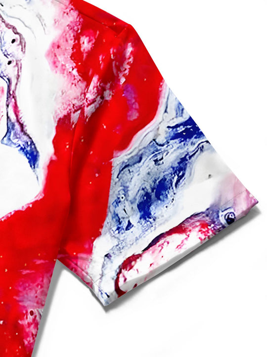 men's abstract print shirt close-up short sleeve