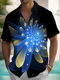 Abstract Floral Print Men's Pocket Short Sleeve Shirts