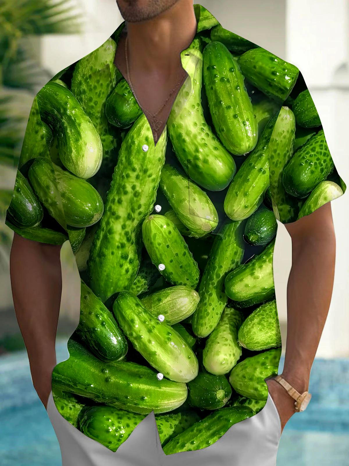 Cucumber Men's Pocket Short Sleeve Shirts