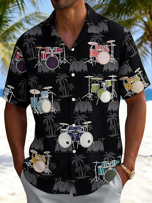 men's Hawaiian shirt front view tropical beach vacation