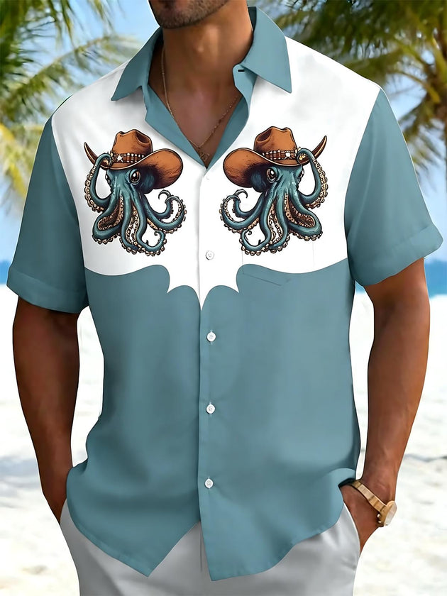 men's octopus print shirt front view