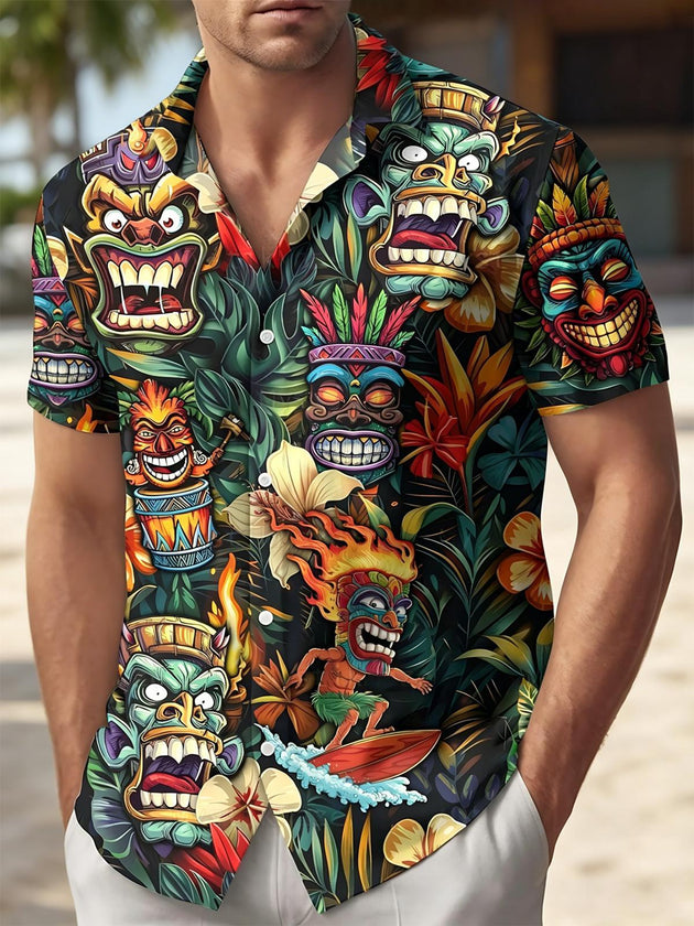 men's Hawaiian shirt front view tropical beach vacation