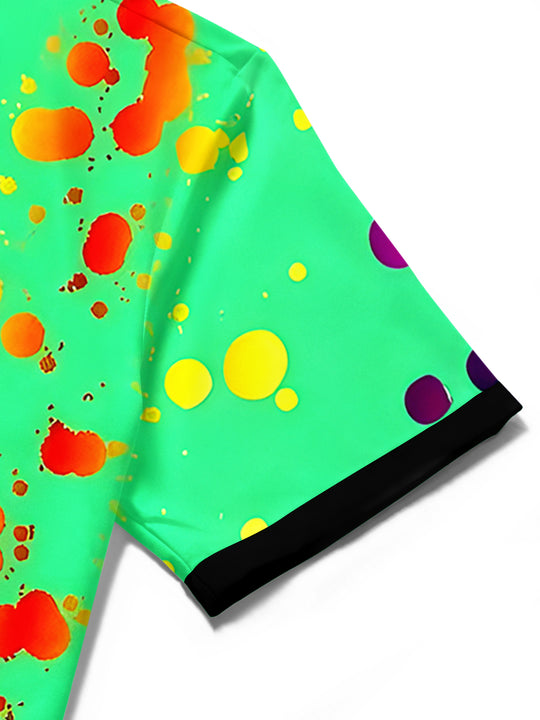 Men's abstract tie dye short sleeve shirt close-up fabric texture