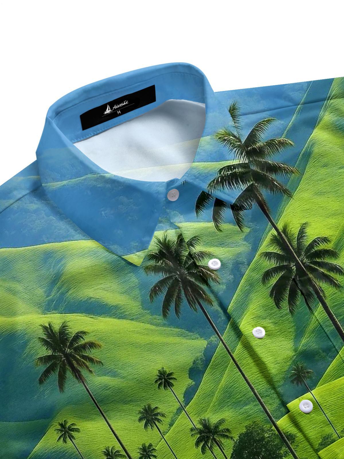 men's beach print shirt side view