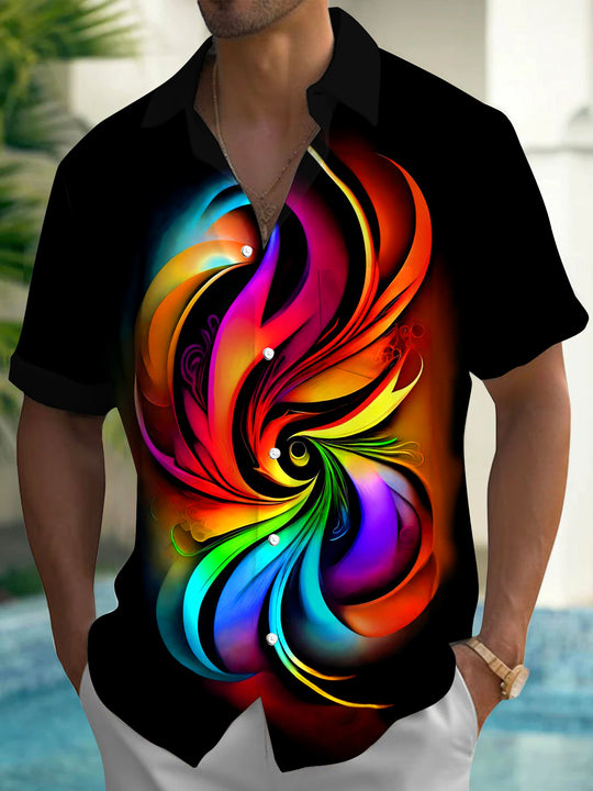 men's abstract print short sleeve shirt front view