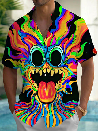 Men's abstract print short sleeve shirt front view