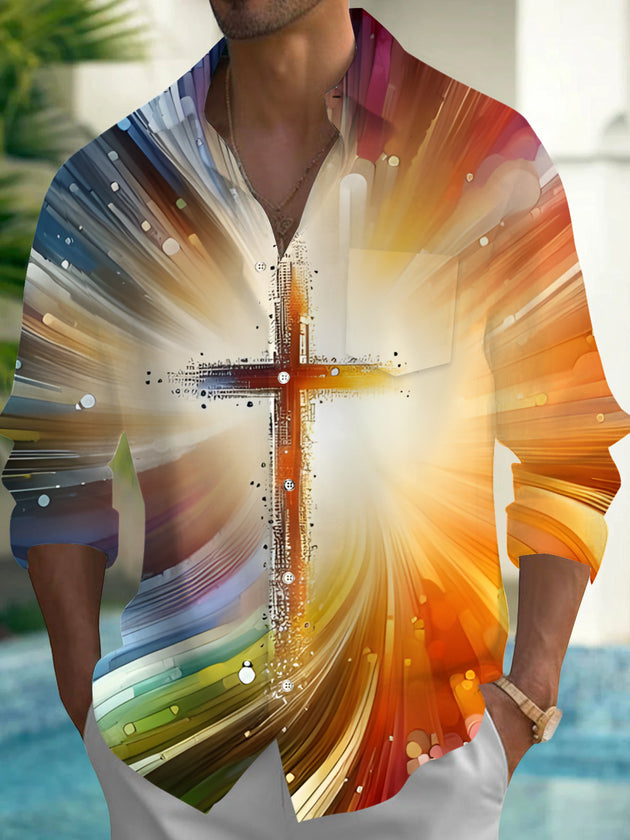 Men's Cross long sleeve pocket shirt front view