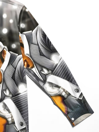 men's music print shirt close-up full sleeve
