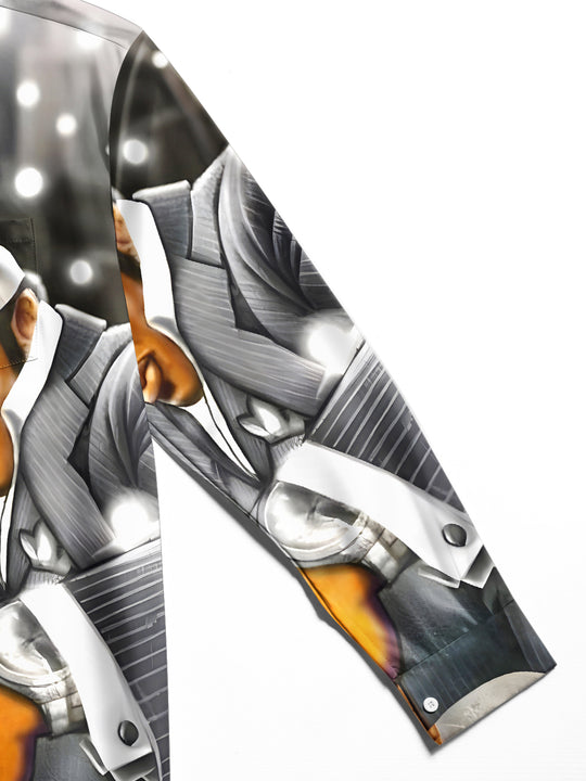 men's music print shirt close-up full sleeve