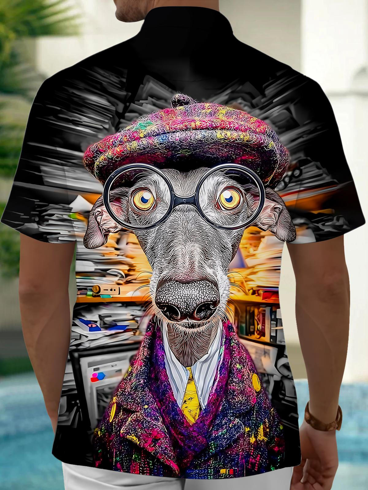 Animal Print Men's Pocket Short Sleeve Shirts