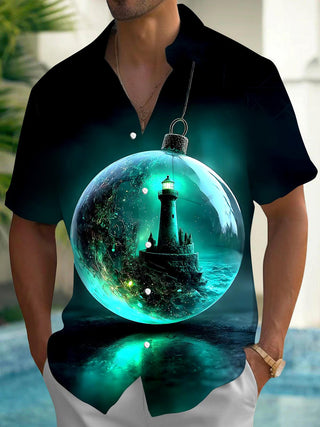 Men's Hawaiian short sleeve shirt front view for tropical beach vacation