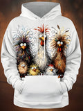 Rooster Long Sleeve Hooded Pocket Men's Top