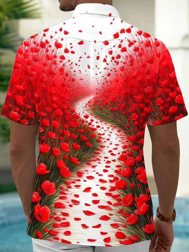 Men's floral short sleeve shirt back view