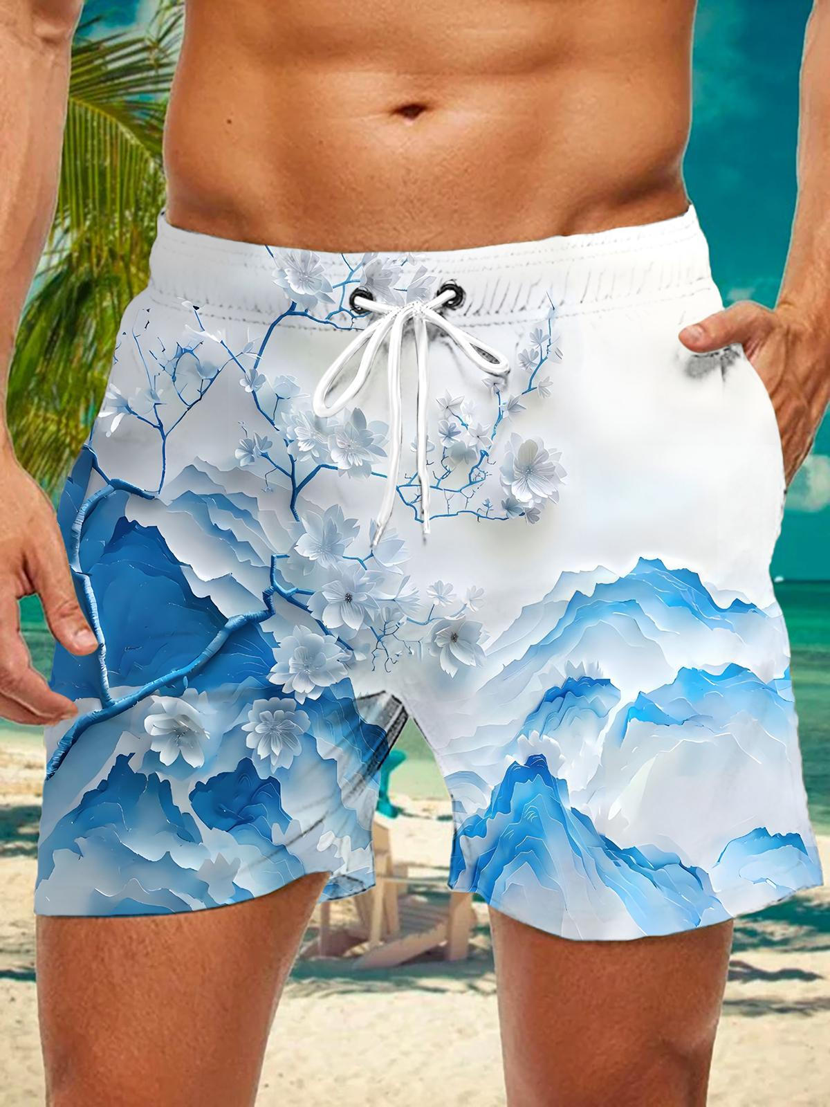 Floral Print Men's Print Pocket Shorts