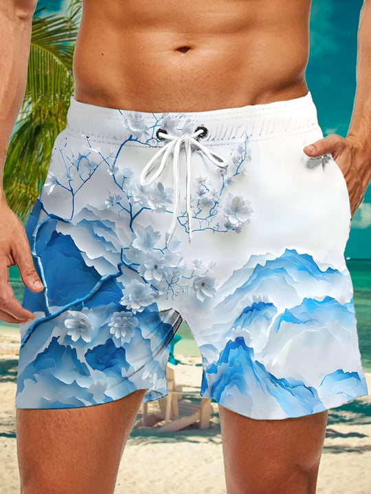 men's floral casual shorts front view