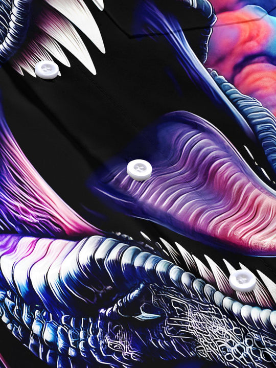 men's dinosaur print short sleeve flat lay shirt