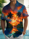 Coconut Tree Men's Pocket Short Sleeve Shirts