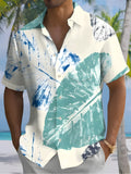 Hawaiian Leaf Print Men's Pocket Short Sleeve Shirts