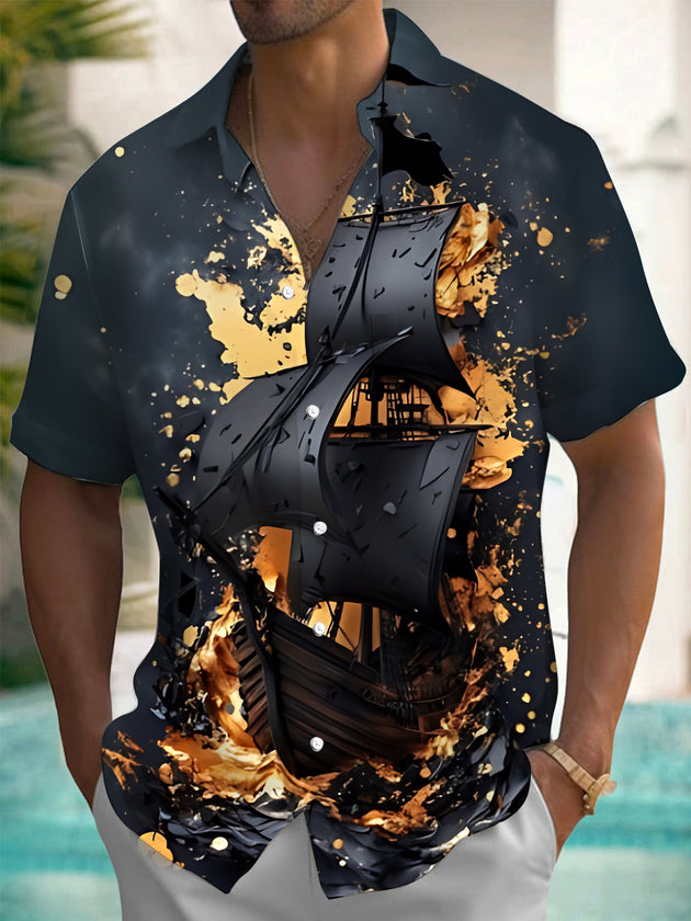 men's artistic design shirt back view