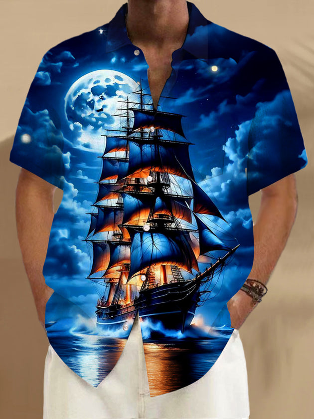 men's Hawaiian shirt front view tropical beach vacation