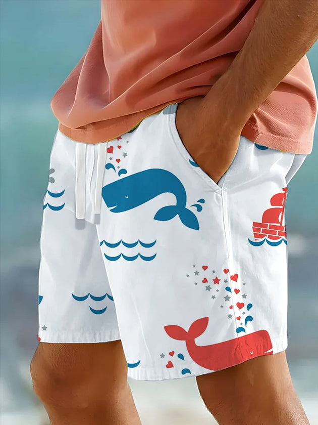 men's Hawaiian casual pants front view tropical beach vacation