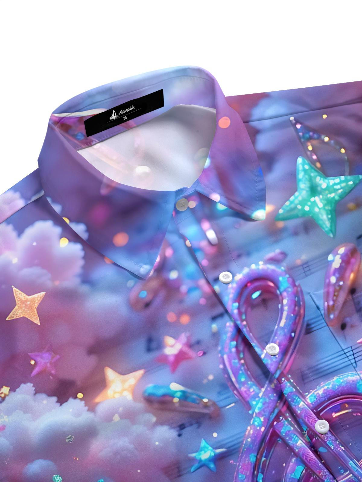 Note Print Men's Pocket Short Sleeve Shirts