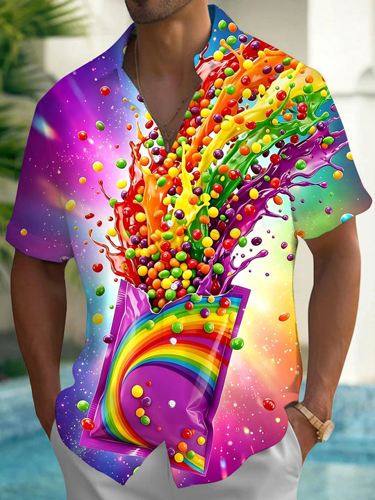 Colorful Candy Men's Pocket Short Sleeve Shirts