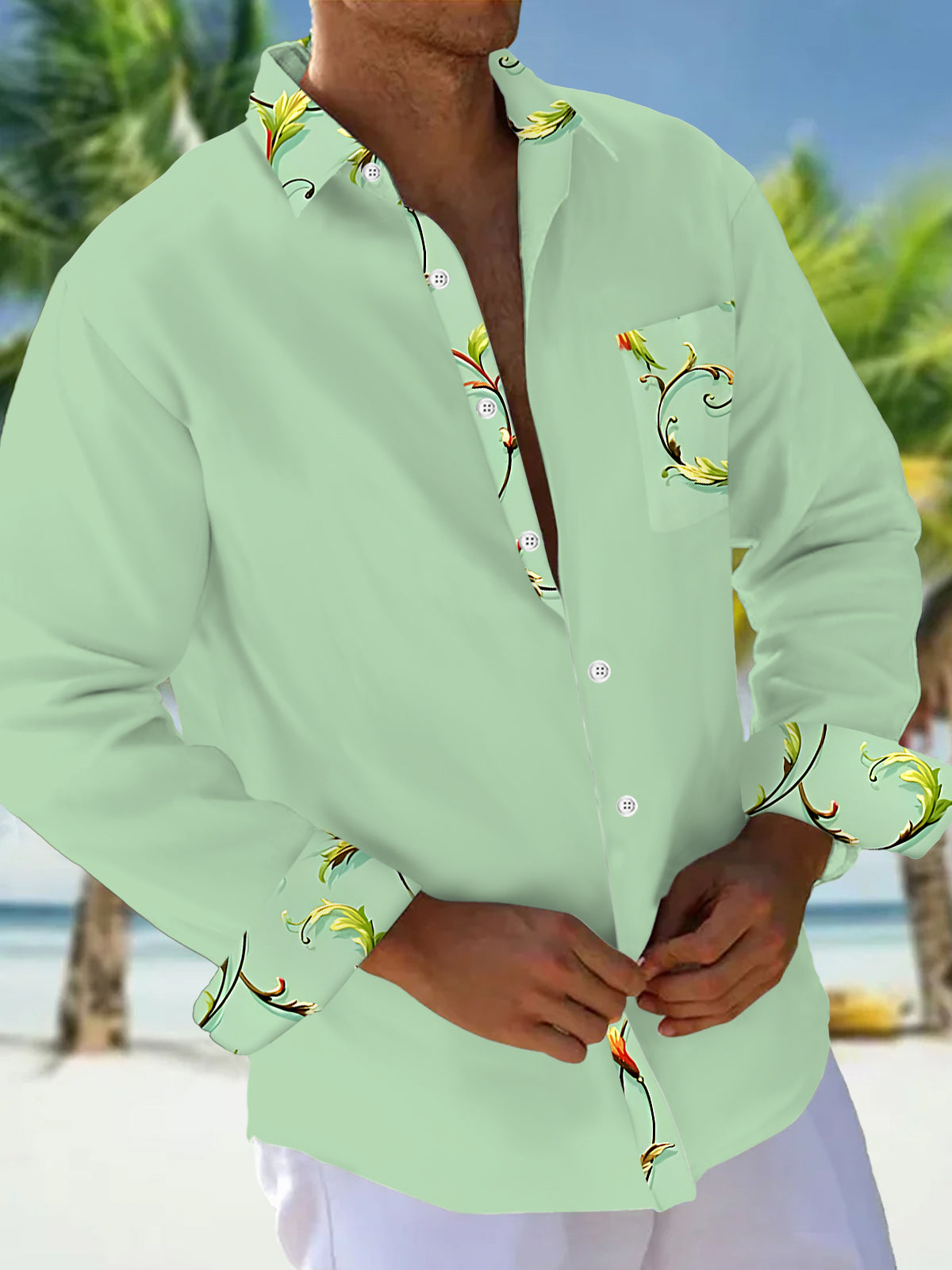 Plant Men's Pocket Long Sleeve Shirts