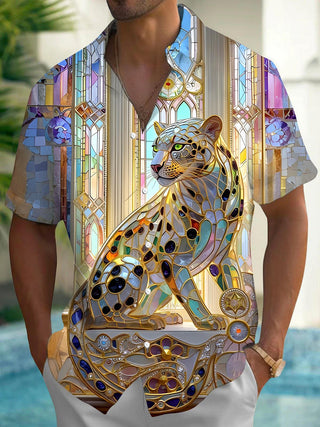 men's cheetah print shirt front view