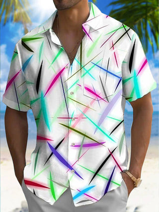 men's geometric print shirt front view