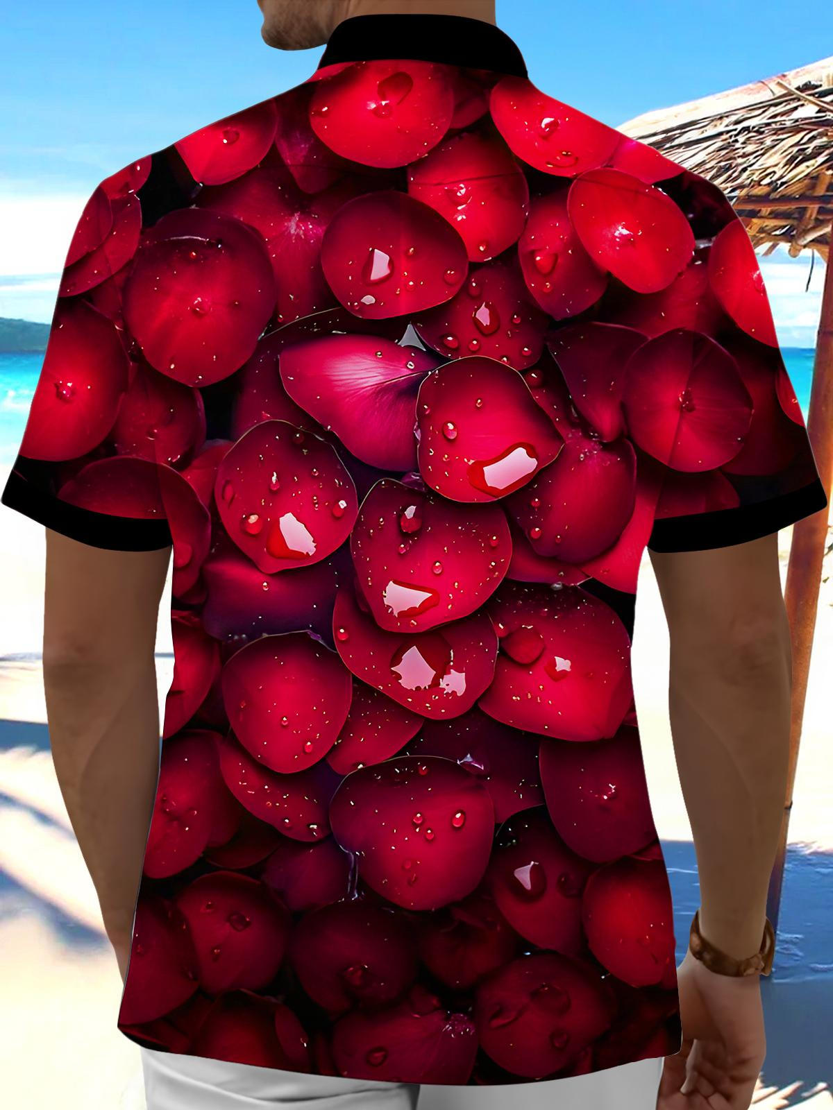 Dewdrop Rose Petals Men's Pocket Short Sleeve Shirts