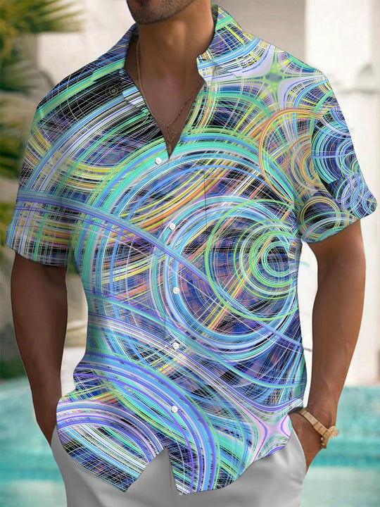Men's abstract print short sleeve shirt front view