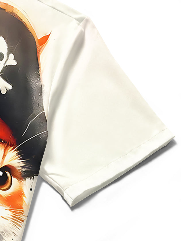 men's cat print shirt summer vacation