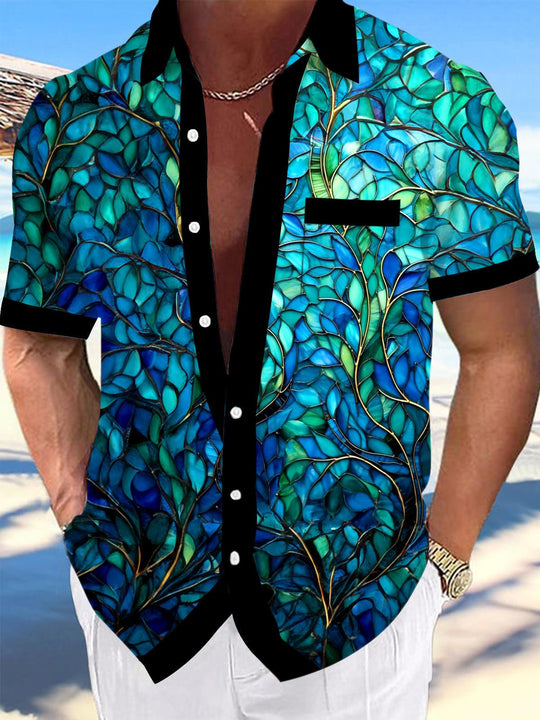 men's Hawaiian shirt front view tropical beach vacation