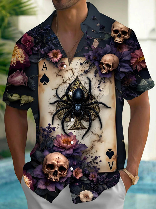 men's skeleton pattern shirt back view