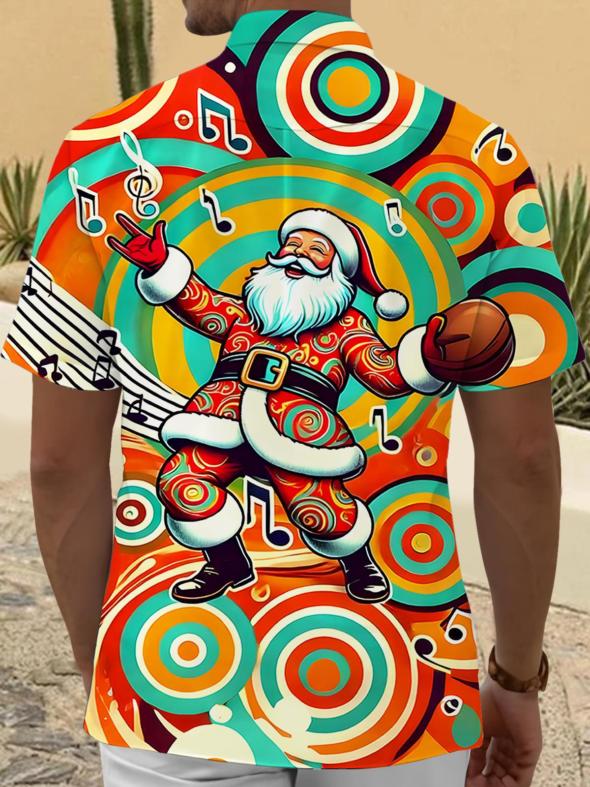 Santa Claus Sing Men's Pocket Short Sleeve Shirts