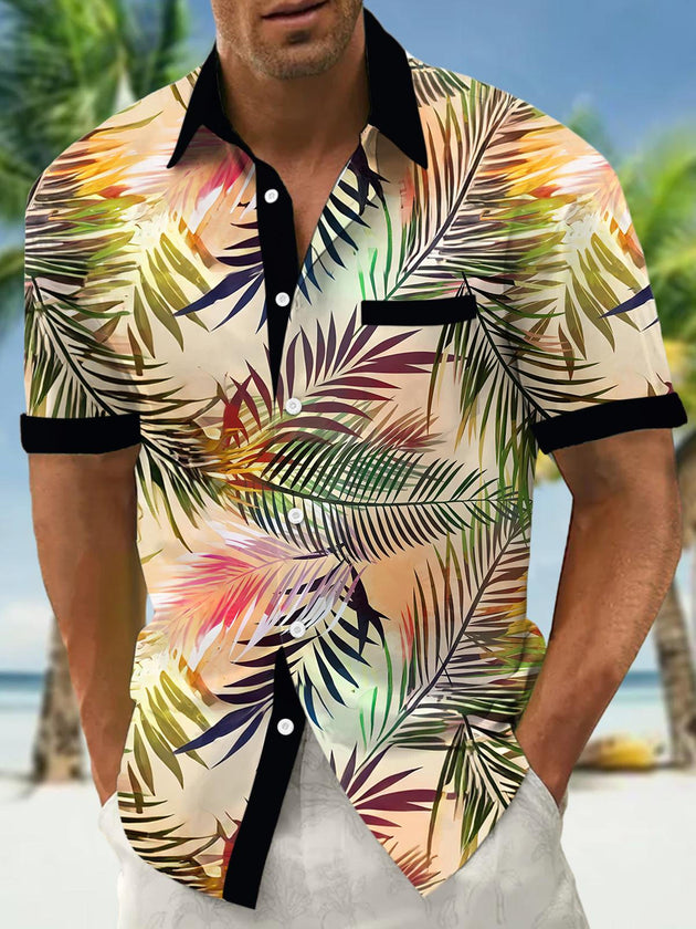 men's Hawaiian shirt front view tropical beach vacation