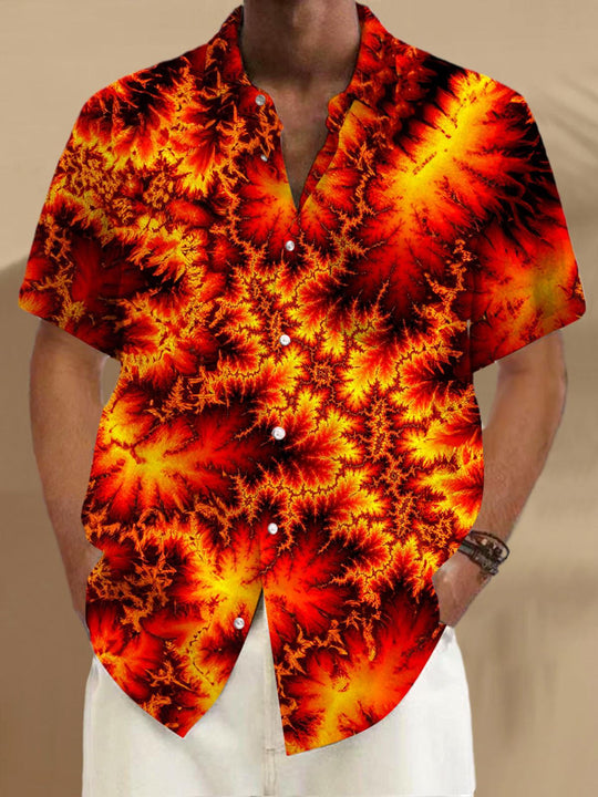 Men abstract print short sleeve shirt front view