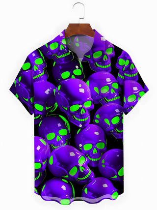 men's skull print shirt front view