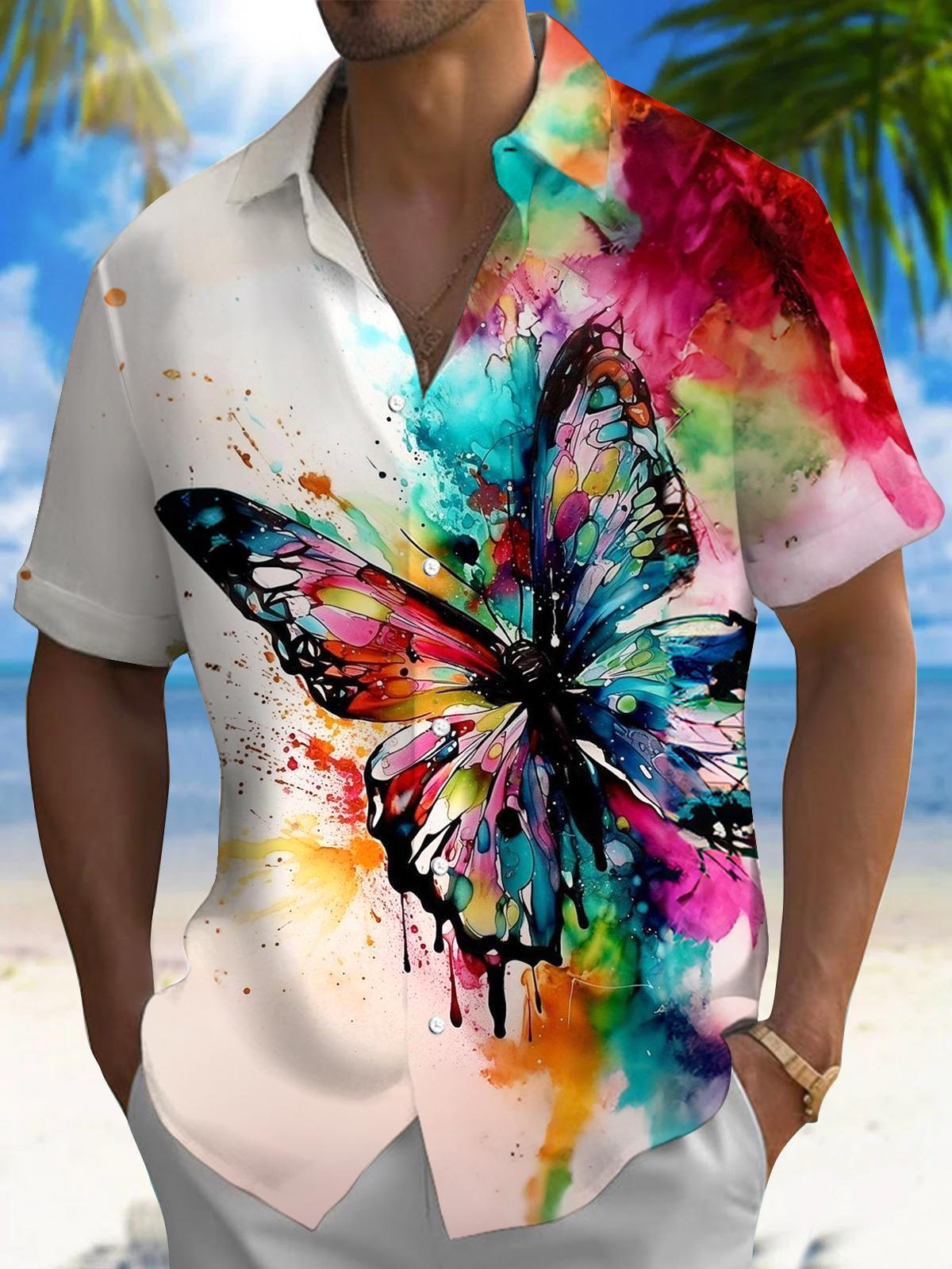 Butterfly Men's Pocket Short Sleeve Shirts