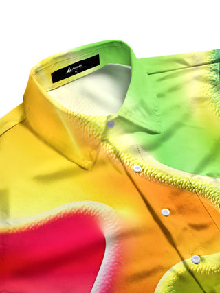 men's abstract print short sleeve flat lay shirt