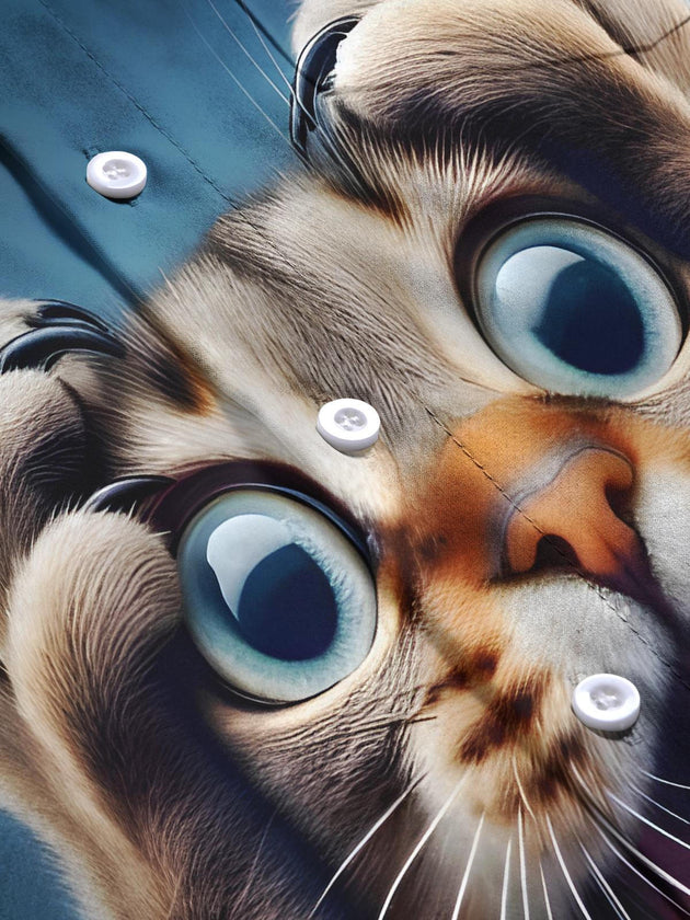 men's cat print short sleeve flat lay shirt
