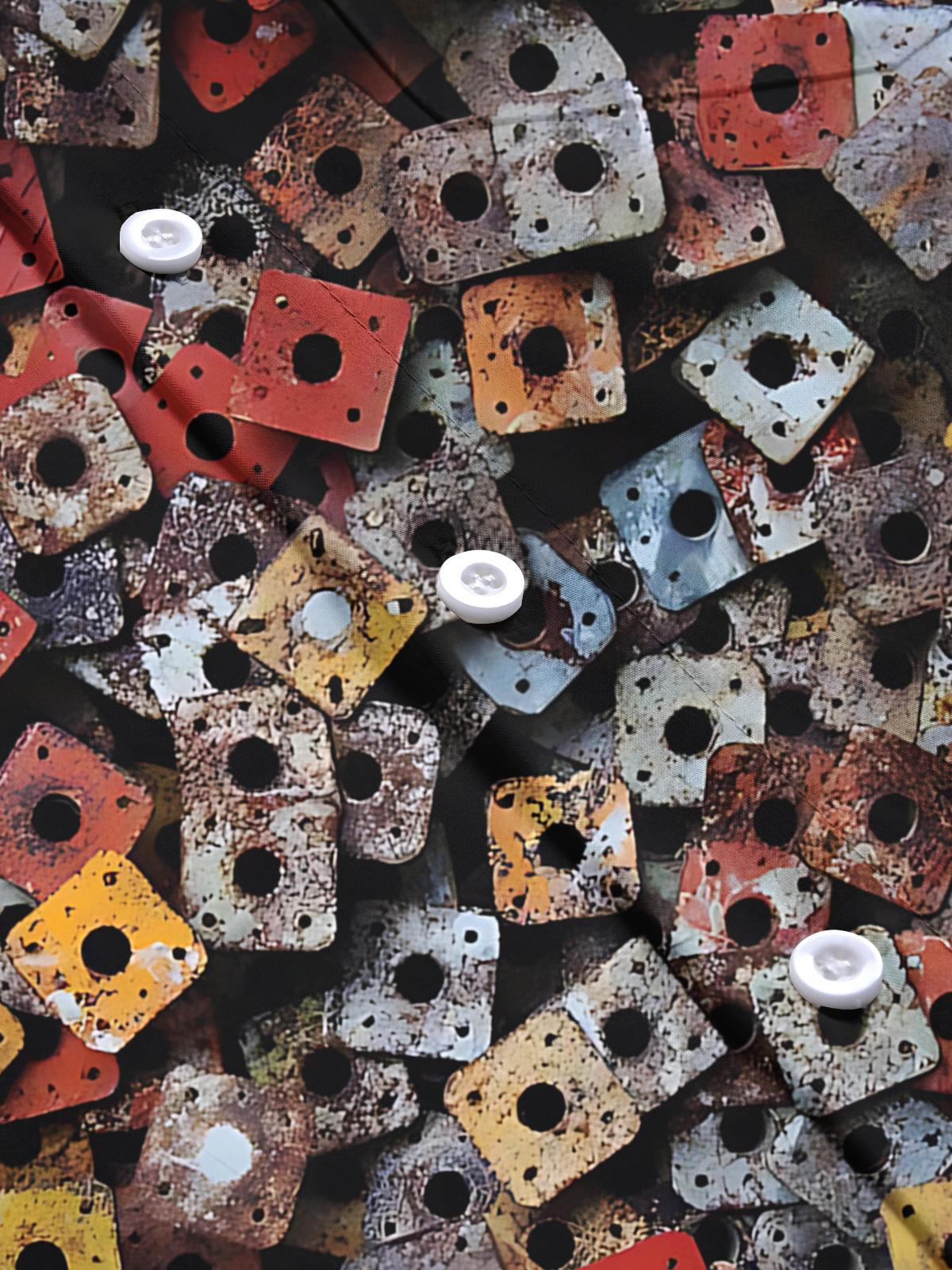 Steel Print Men's Pocket Long Sleeve Shirts