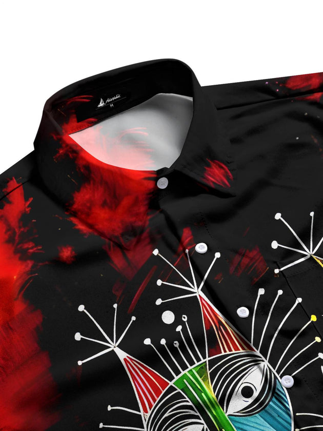 Men's funny cat pocket half sleeve shirt side view