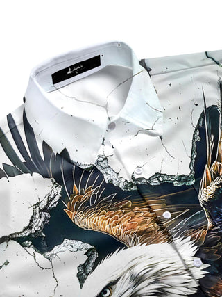 Men's patriotic eagle print short sleeve shirt side view
